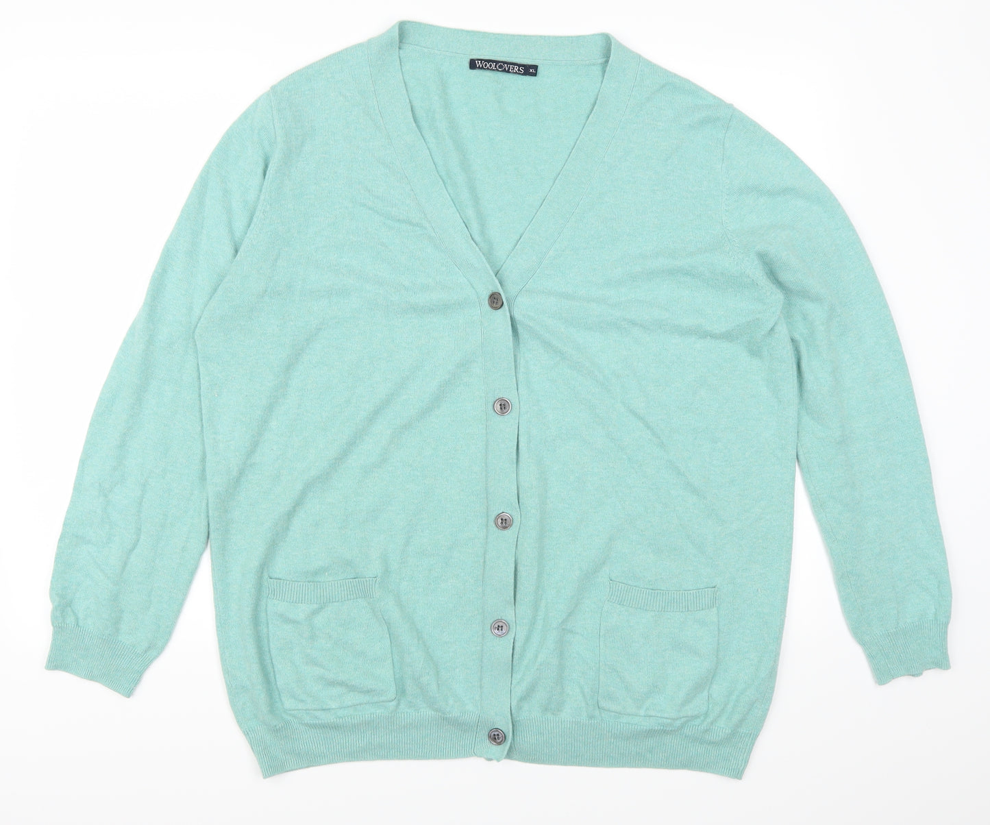 Woolovers Mens Blue   Cardigan Jumper Size XL