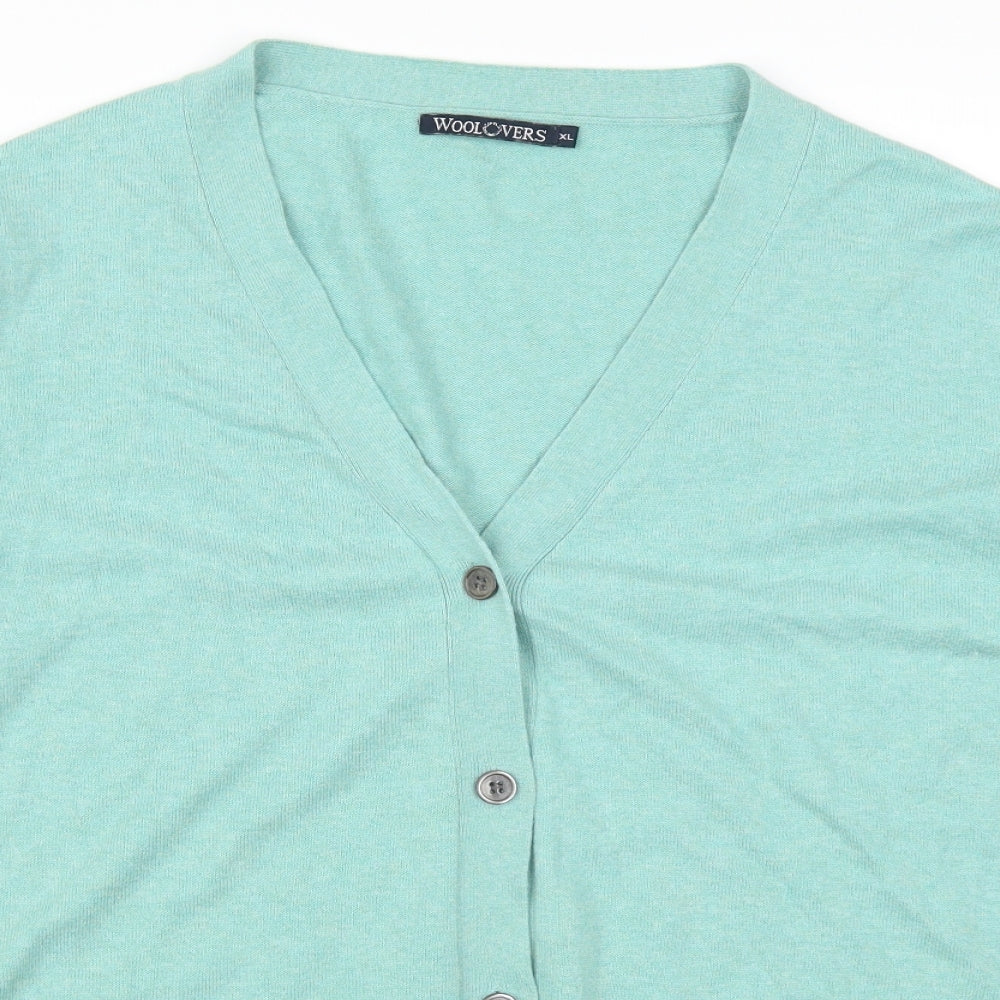 Woolovers Mens Blue   Cardigan Jumper Size XL