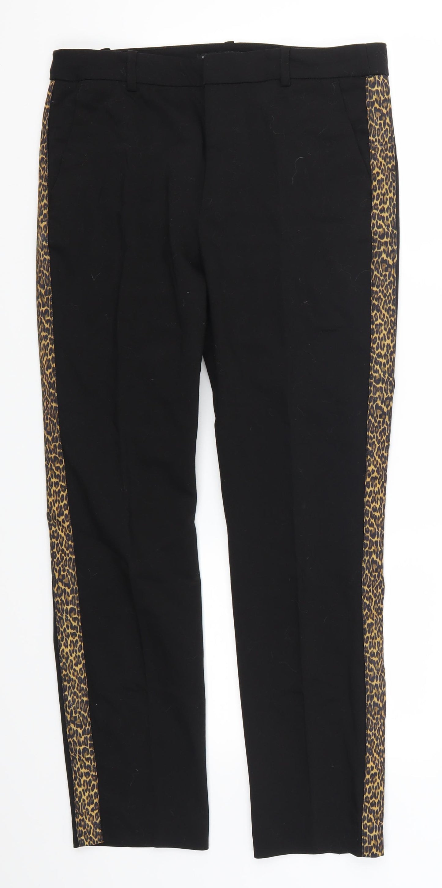 Zara Womens Black Animal Print  Trousers  Size S L26 in
