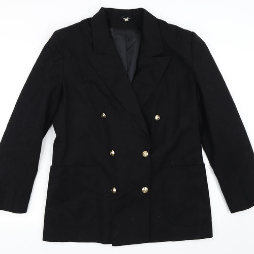 House of Fraser Womens Black   Pea Coat Jacket Size 12