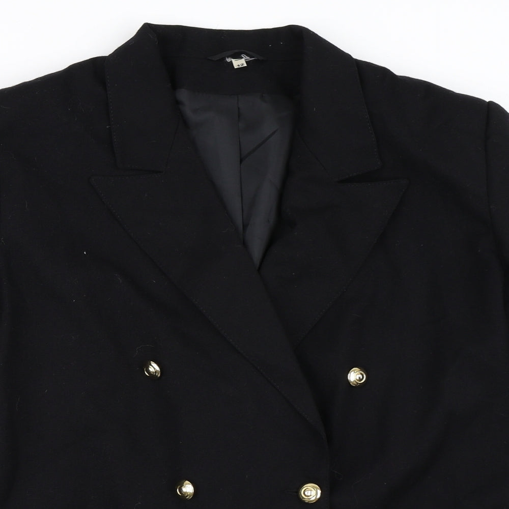 House of Fraser Womens Black   Pea Coat Jacket Size 12