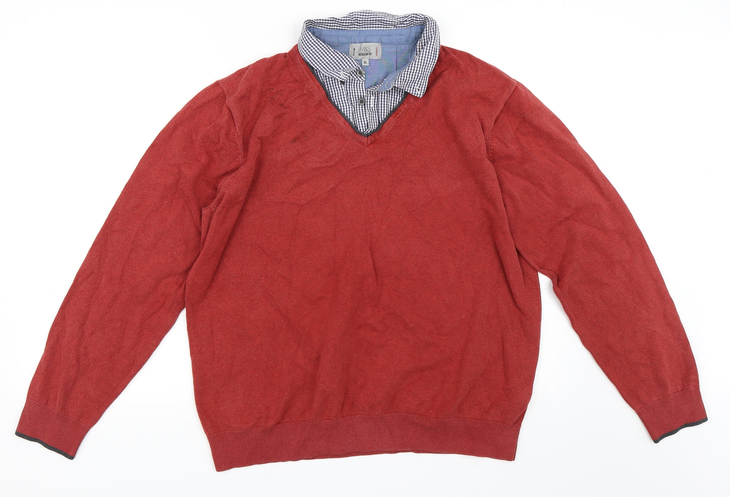 Marks and Spencer Mens Red   Pullover Jumper Size XL