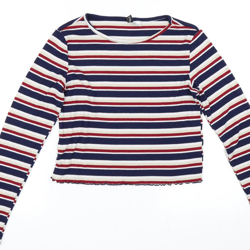 H&M Womens Blue Striped  Pullover Jumper Size L