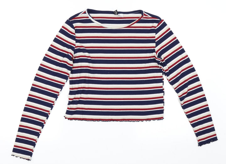 H&M Womens Blue Striped  Pullover Jumper Size L