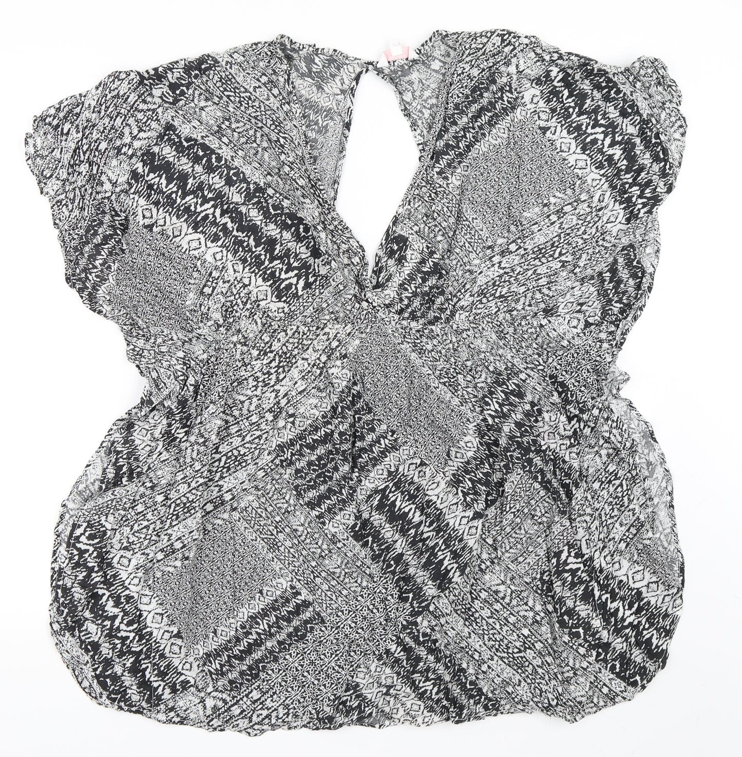Papaya Womens Black Geometric  Kaftan  Size S  - Beach dress