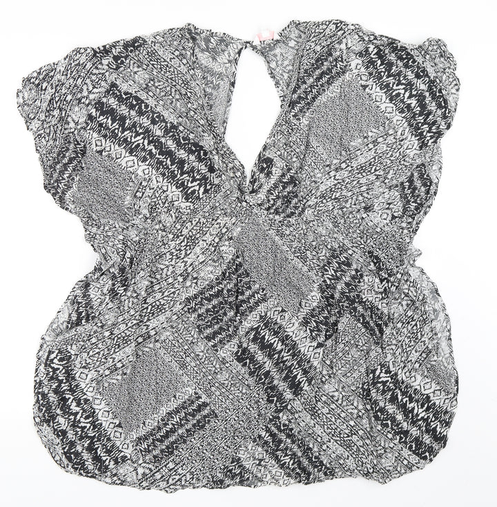 Papaya Womens Black Geometric  Kaftan  Size S  - Beach dress