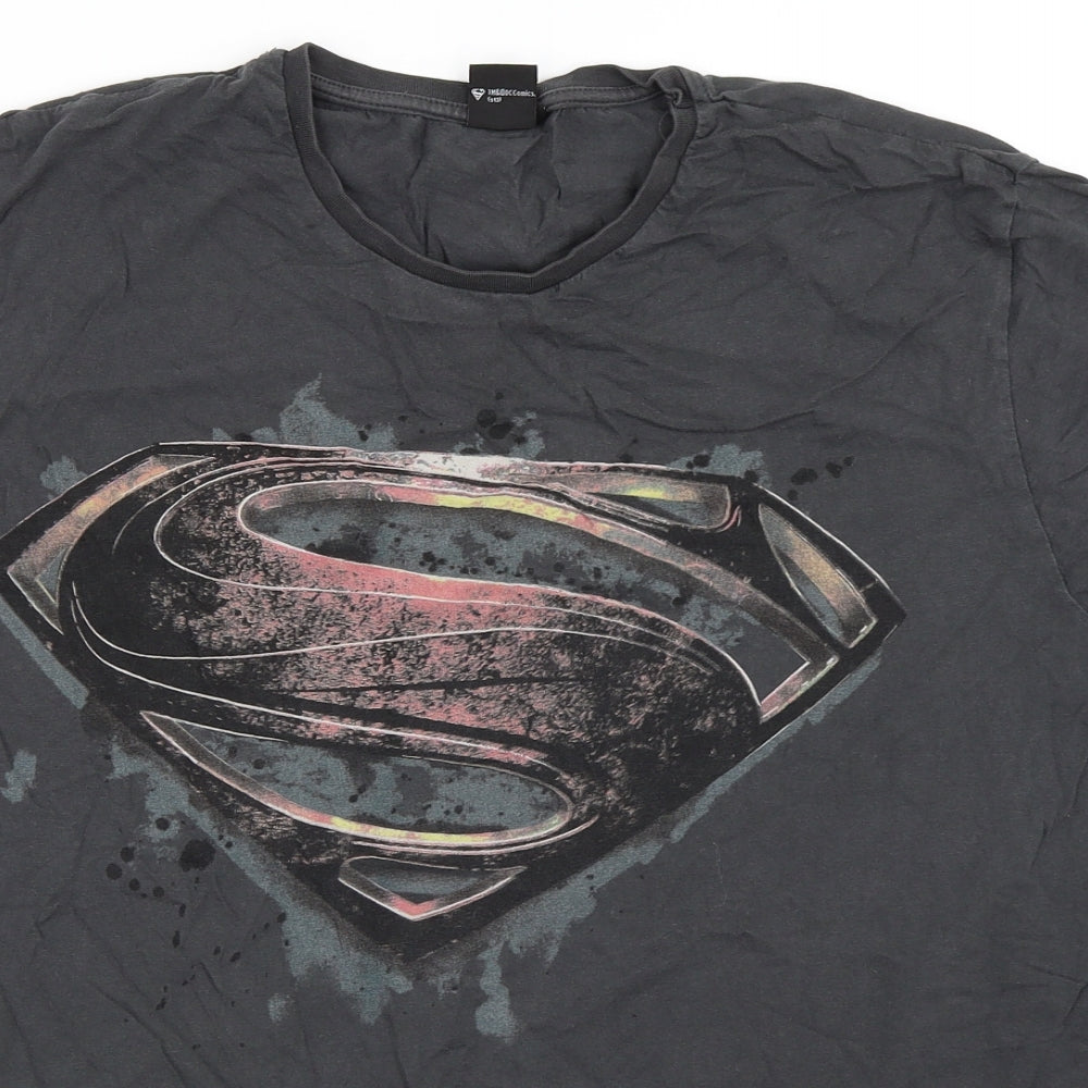 Cedar Wood State Womens Grey   Basic T-Shirt Size XL  - Superman