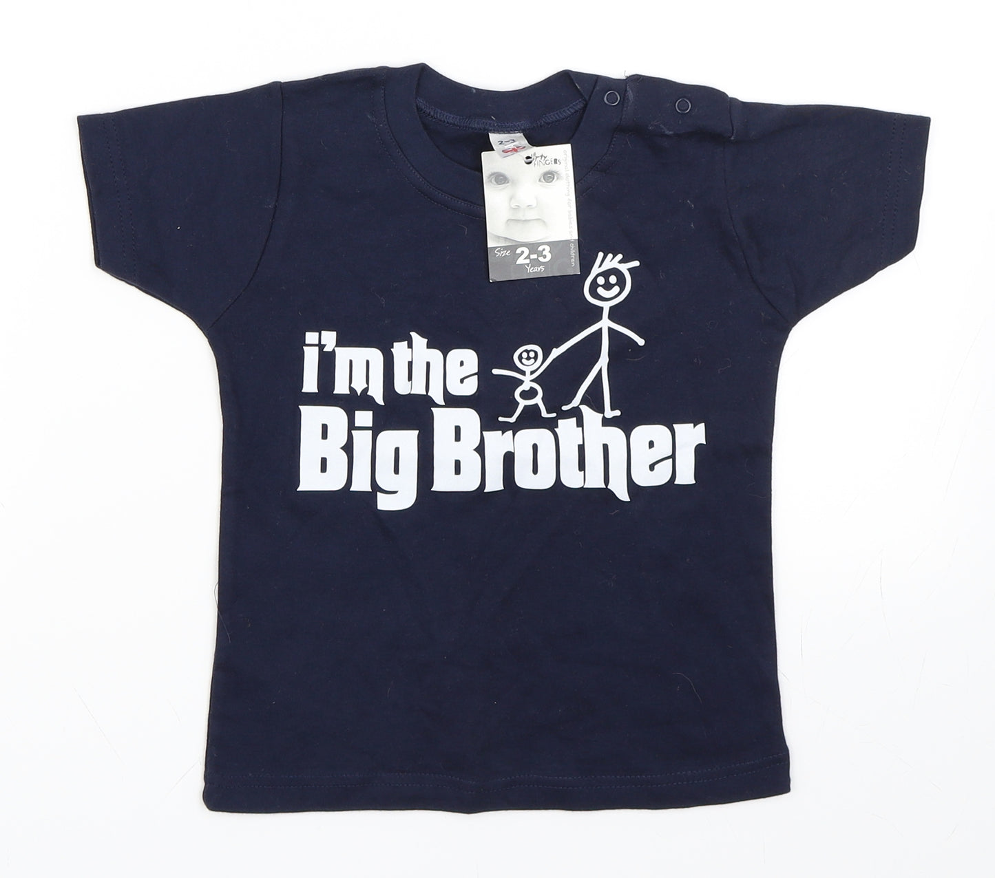 Preworn Boys Blue   Basic T-Shirt Size 2-3 Years  - I'm the big brother