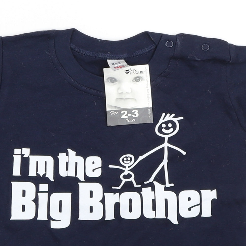 Preworn Boys Blue   Basic T-Shirt Size 2-3 Years  - I'm the big brother