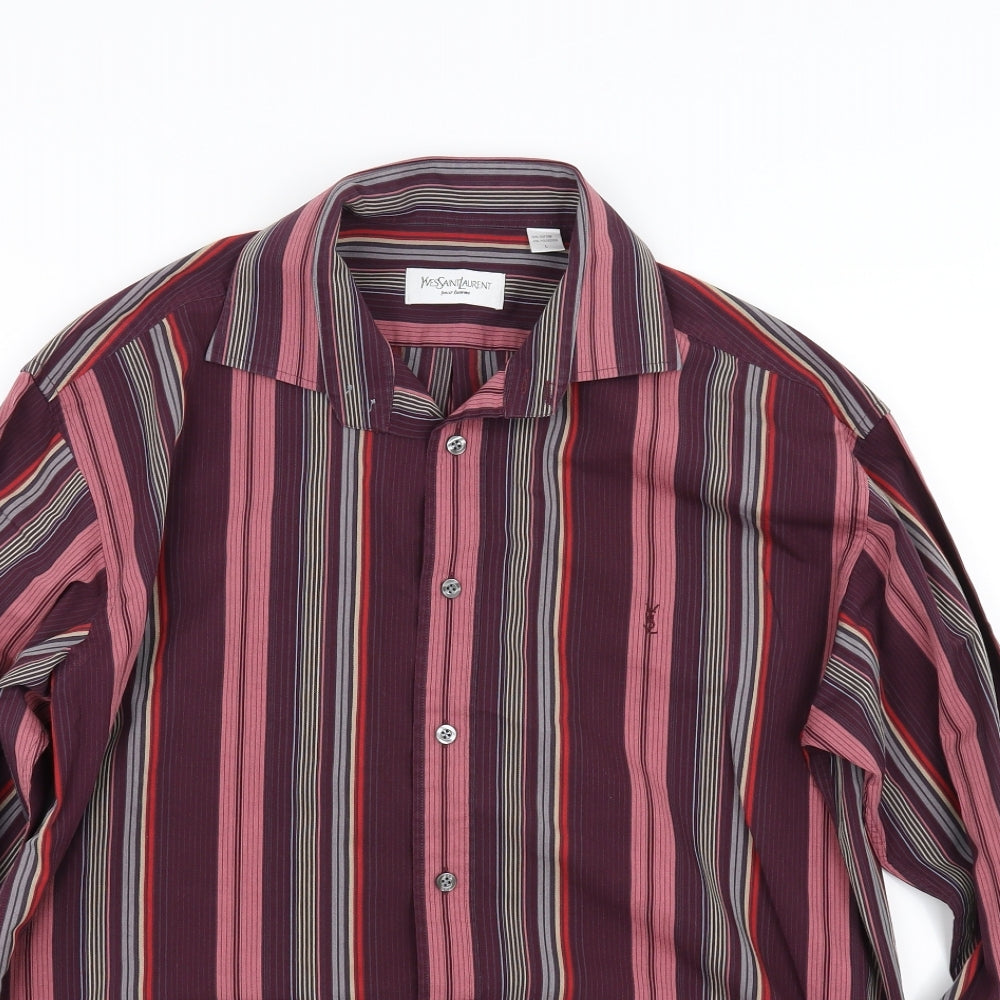 Yves Saint Laurent Mens Purple Striped   Button-Up Size L