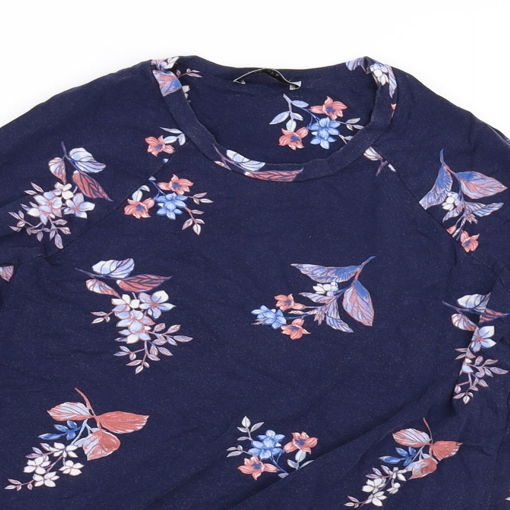 Marks and Spencer Womens Blue Floral  Basic Blouse Size 8