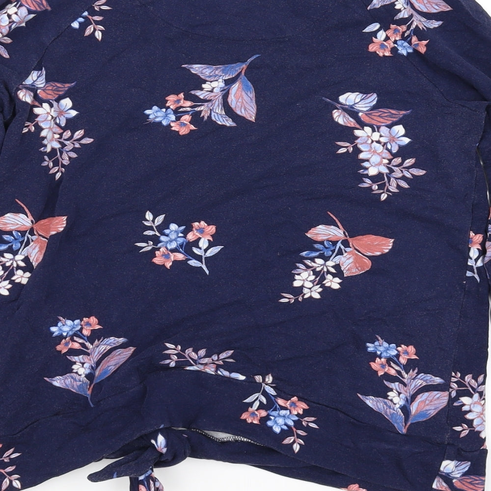 Marks and Spencer Womens Blue Floral  Basic Blouse Size 8