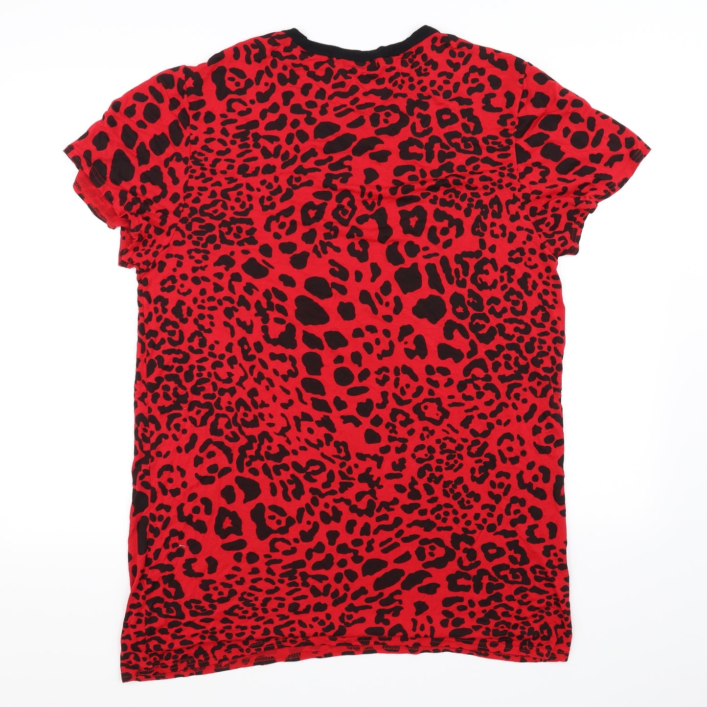 PRETTYLITTLETHING Womens Red Animal Print  Basic T-Shirt Size 16