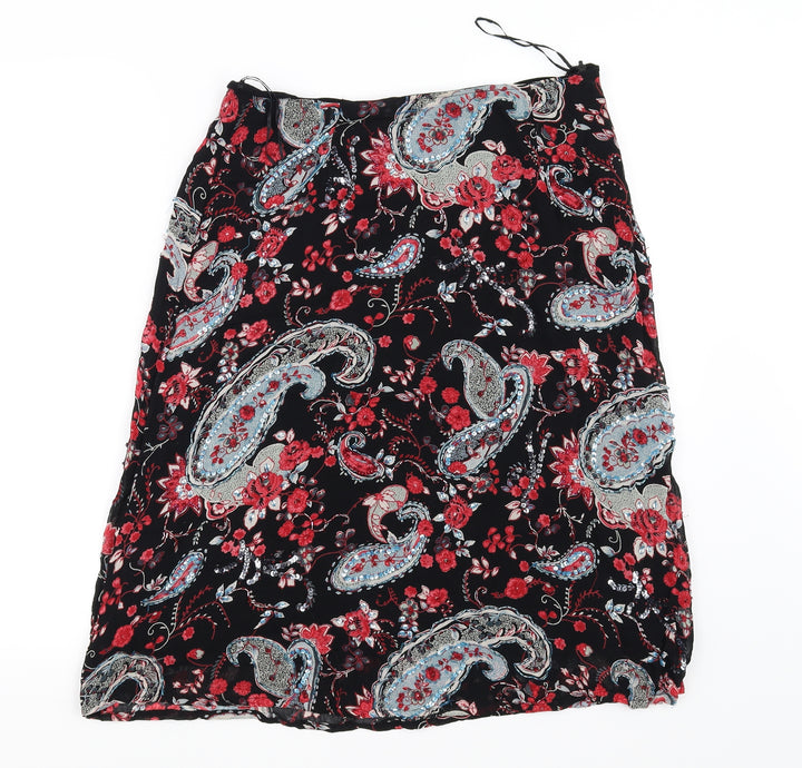 butterfly Womens Black Floral A-Line Skirt Size 14