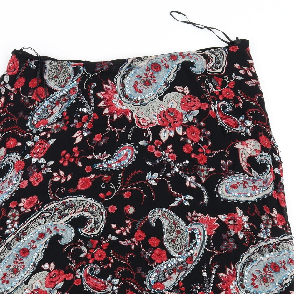 butterfly  Womens Black Floral  A-Line Skirt Size 14