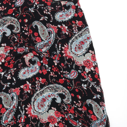 butterfly  Womens Black Floral  A-Line Skirt Size 14