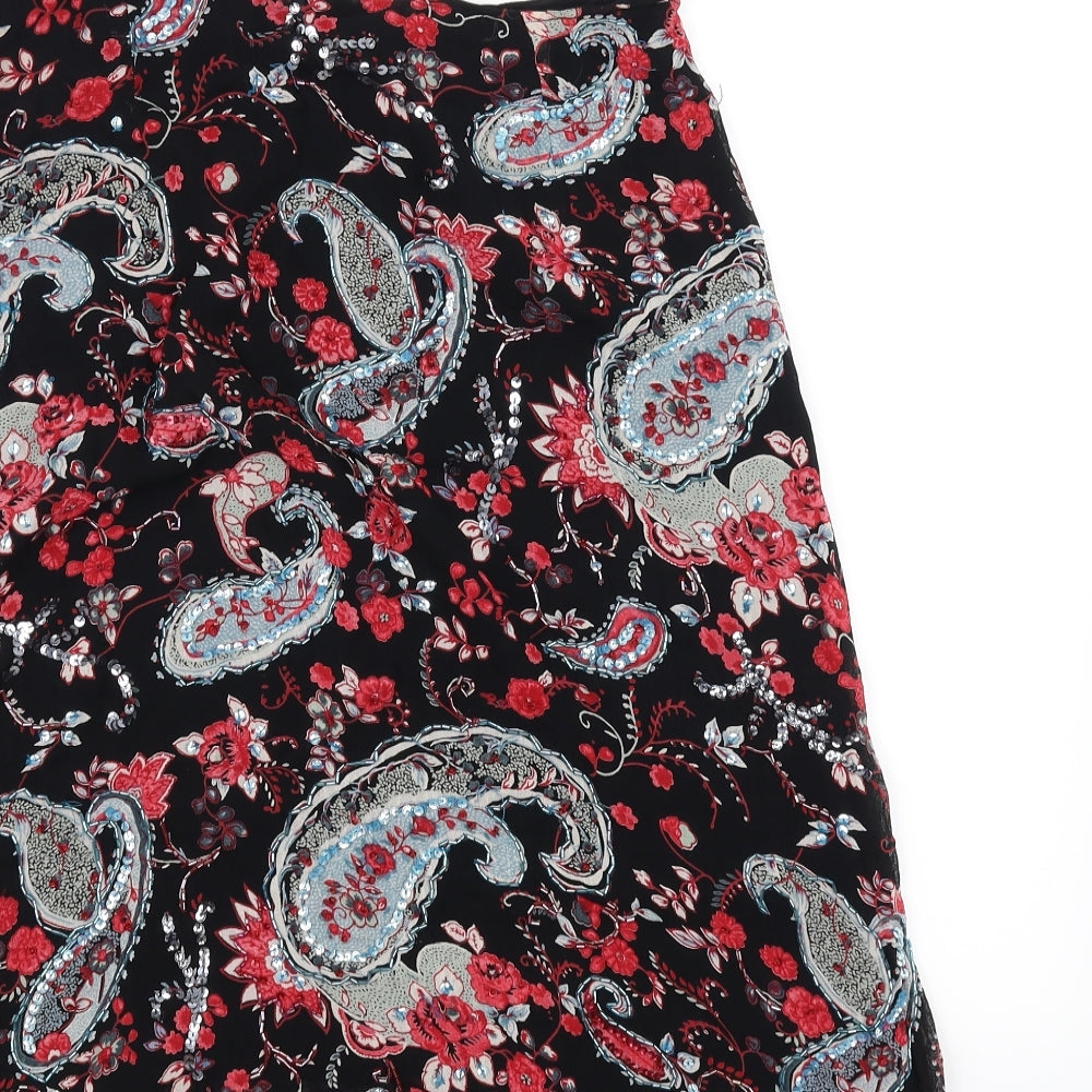 butterfly  Womens Black Floral  A-Line Skirt Size 14