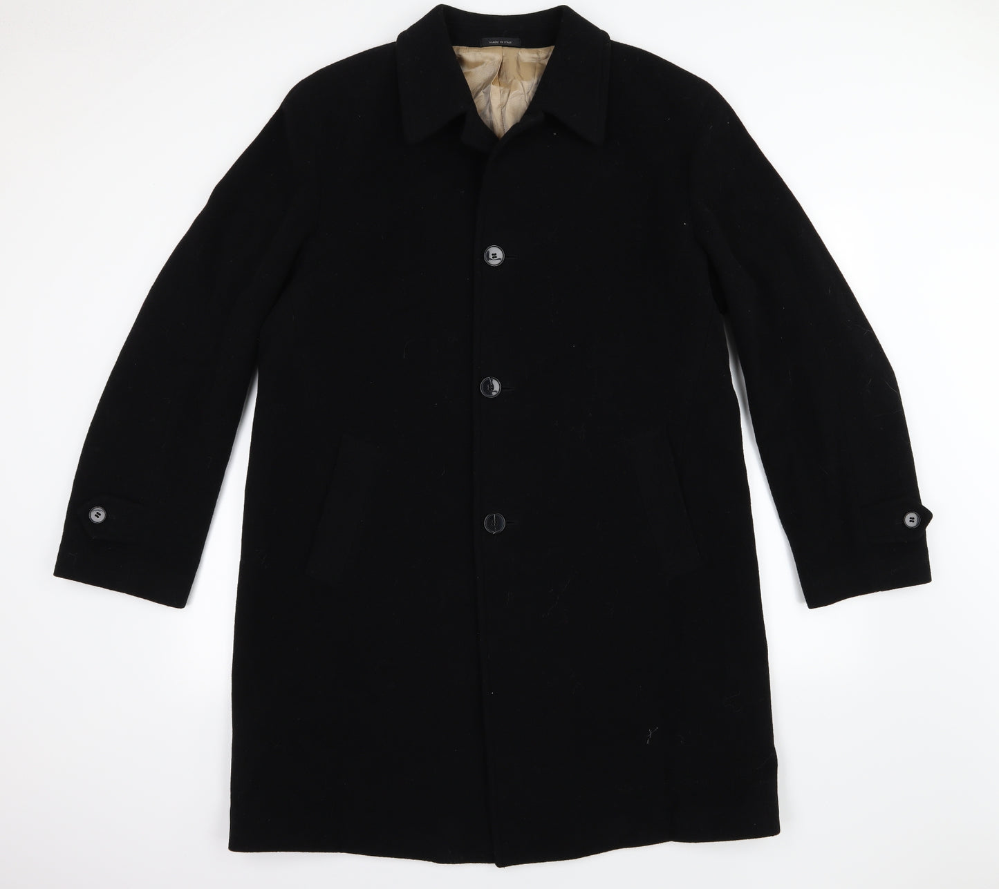 Marks and Spencer Mens Black   Overcoat Coat Size L