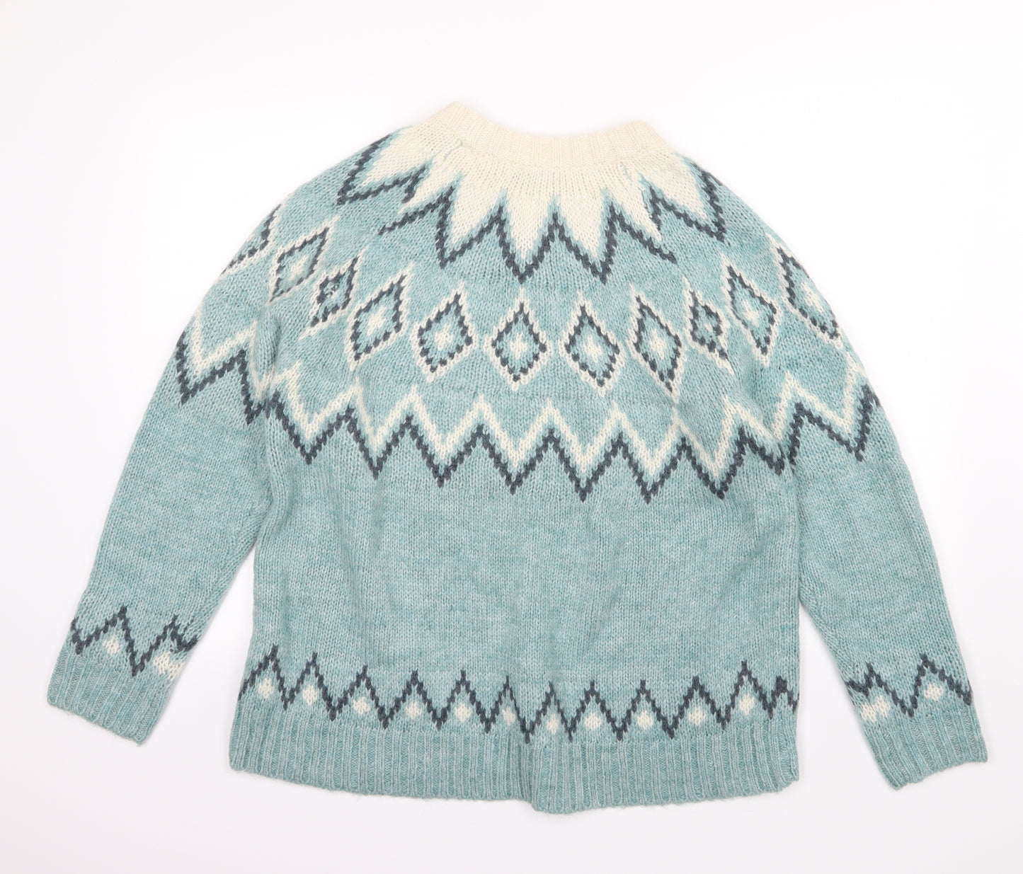 NEXT Womens Green Geometric Knit Pullover Jumper Size L