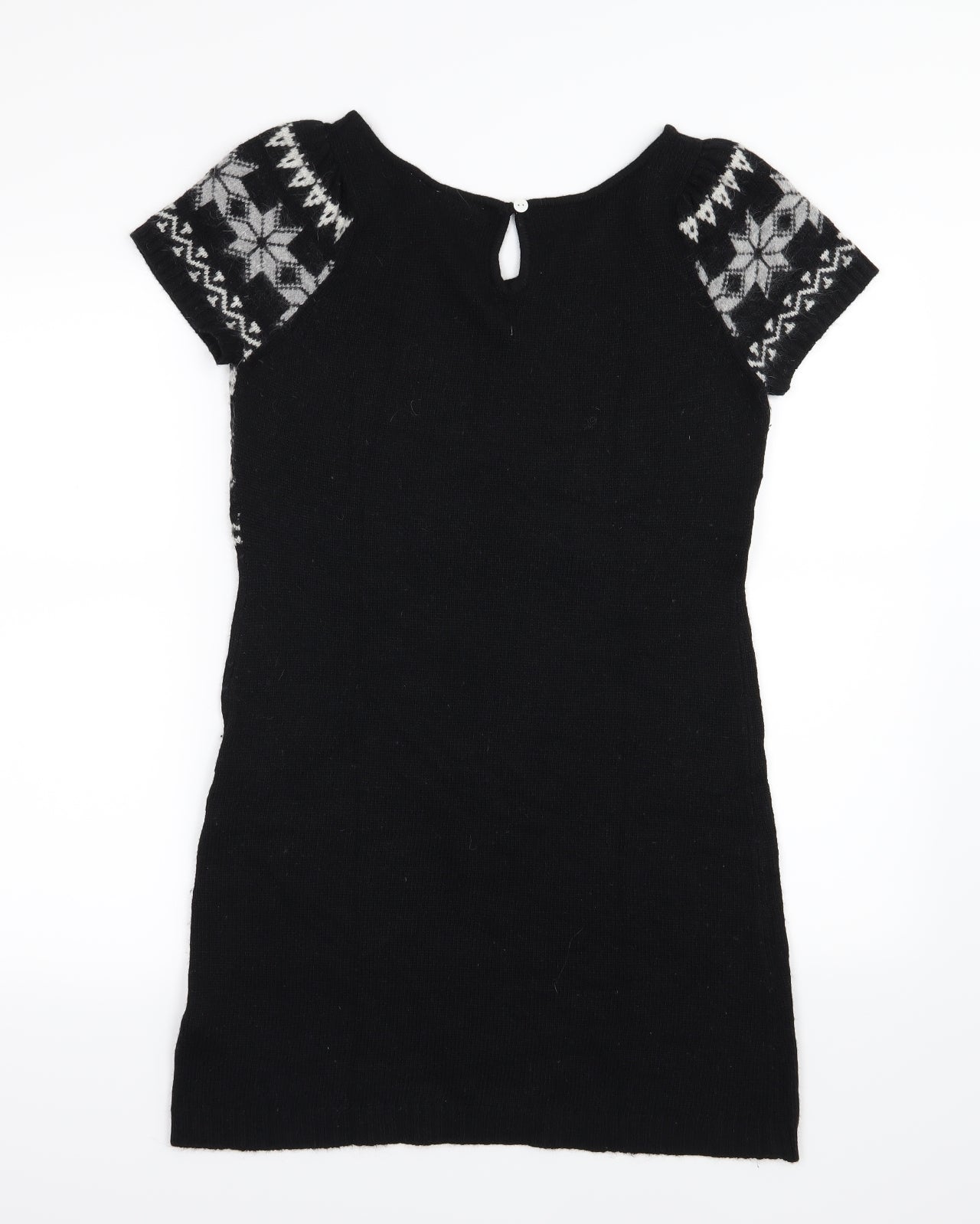 New Look Womens Black Striped Knit Jumper Dress  Size 14
