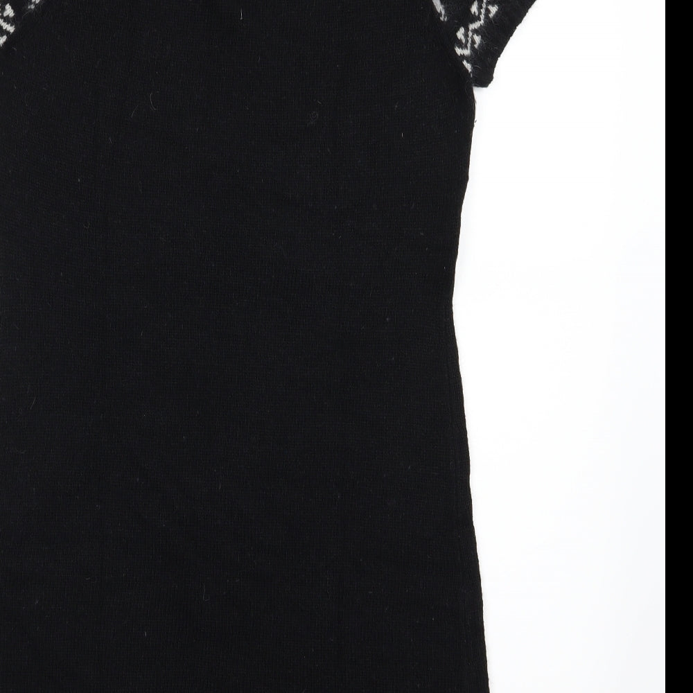 New Look Womens Black Striped Knit Jumper Dress  Size 14