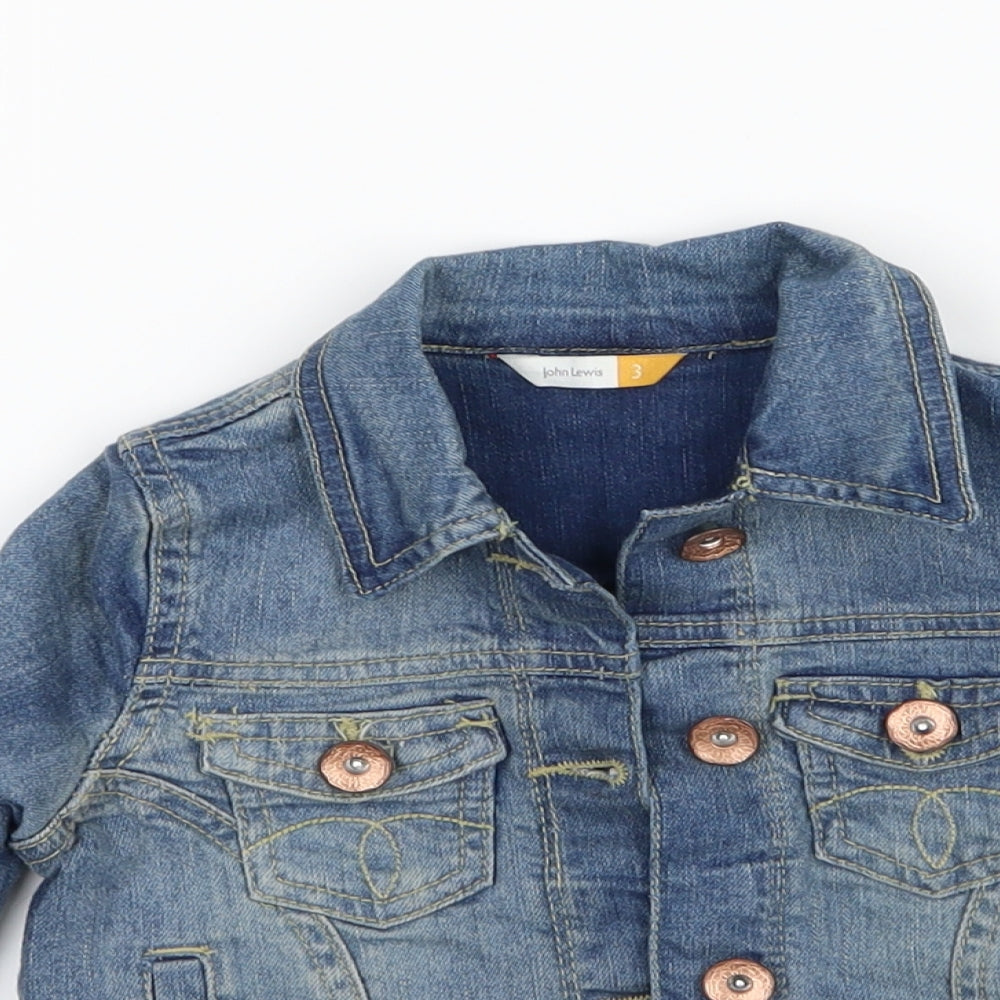 John Lewis Girls Blue  Denim Jacket  Size 3 Years