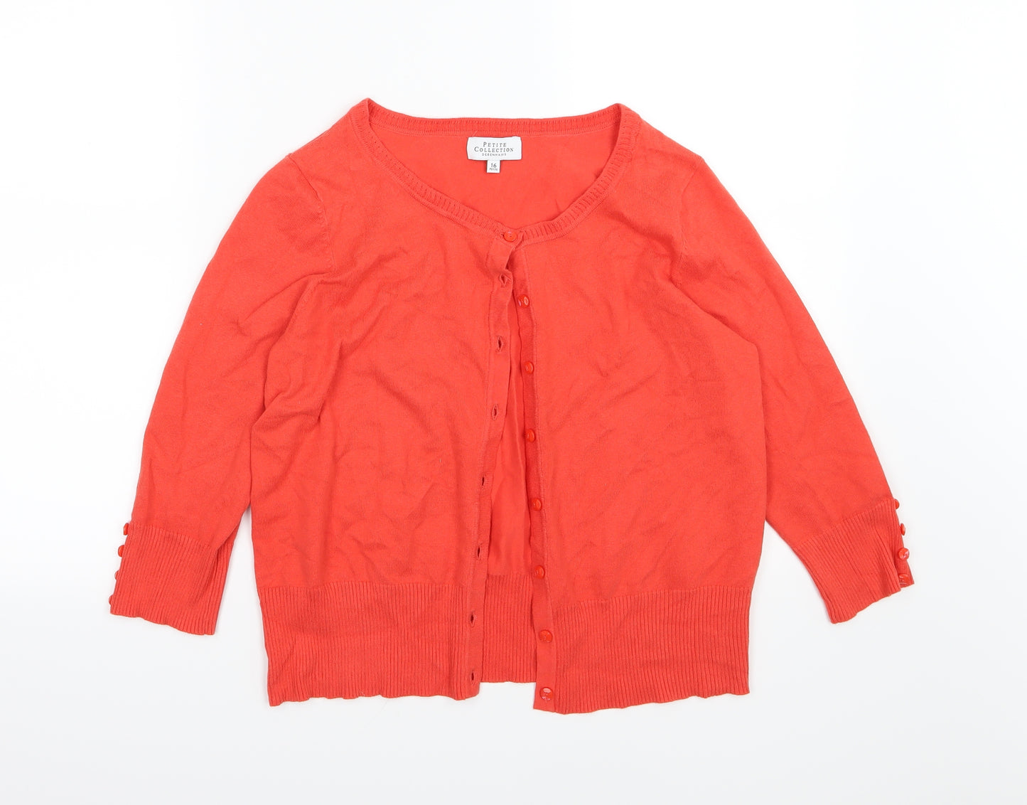 Debenhams Womens Red  Knit Cardigan Jumper Size 16