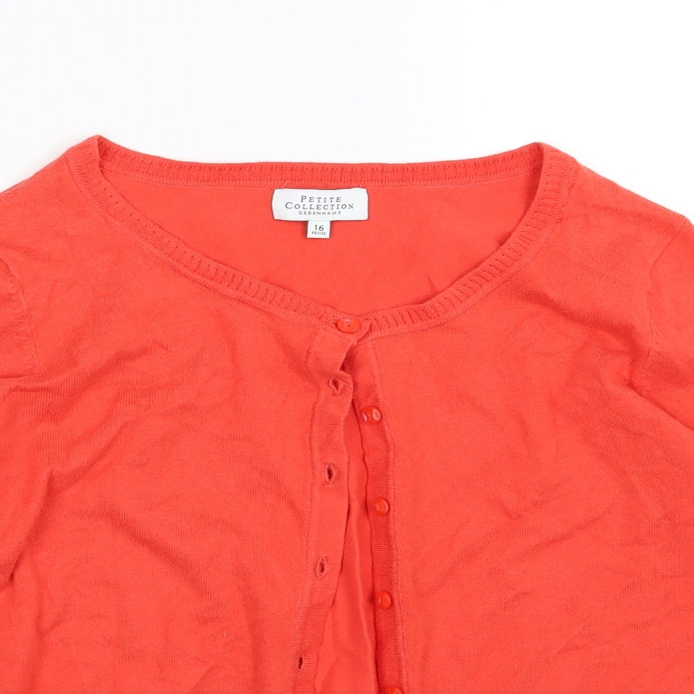 Debenhams Womens Red  Knit Cardigan Jumper Size 16