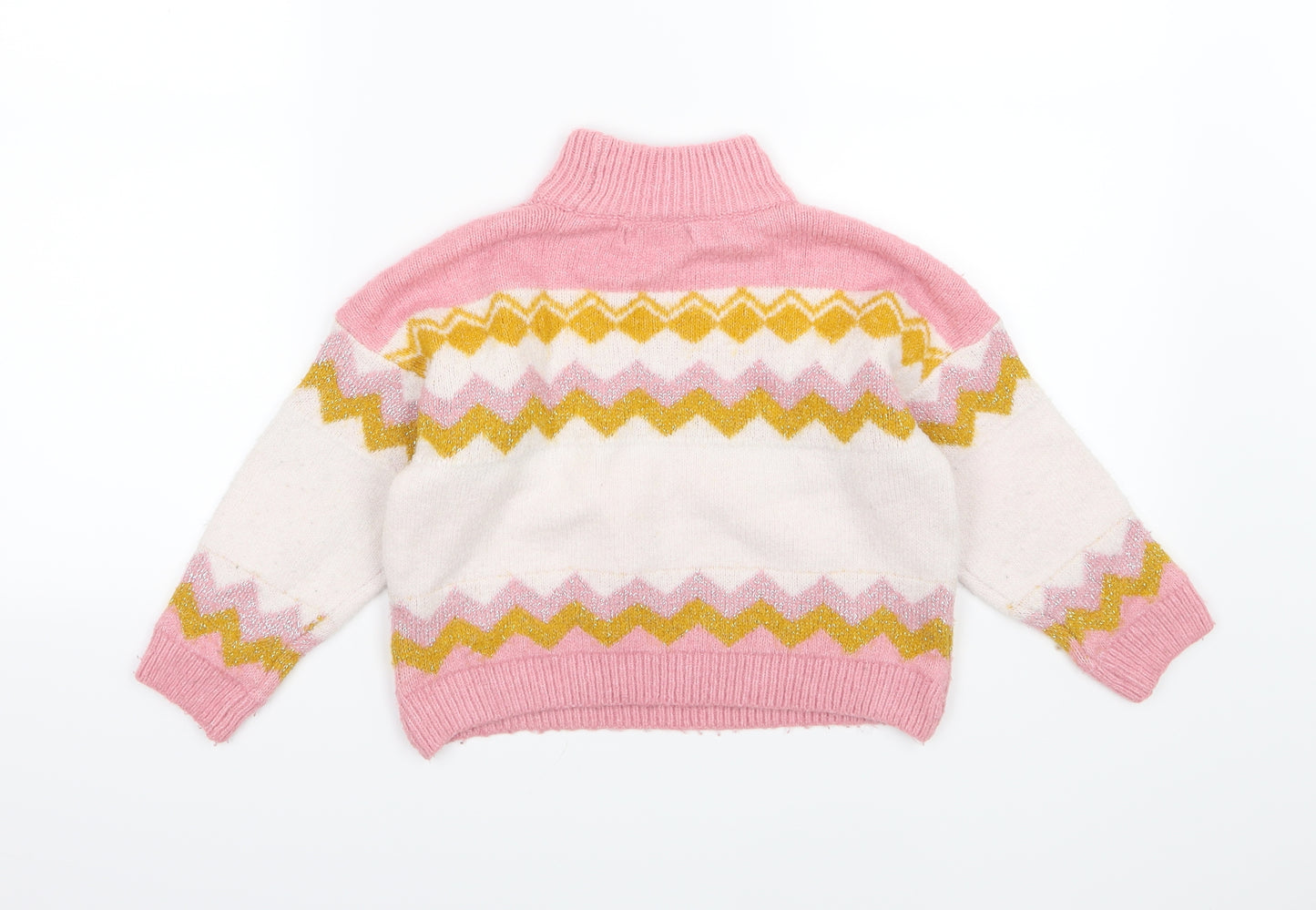 Marks and Spencer Girls Multicoloured Striped Knit Pullover Jumper Size 7-8 Years