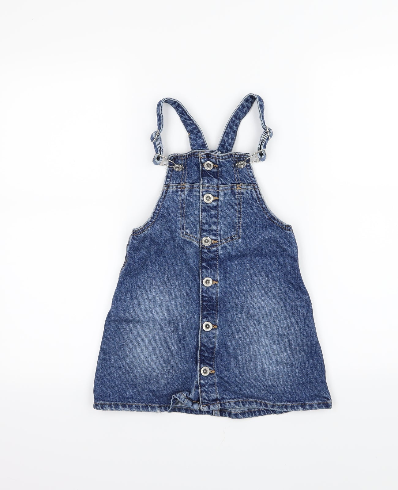 Zara Girls Blue  Denim Pinafore/Dungaree Dress  Size 6 Years