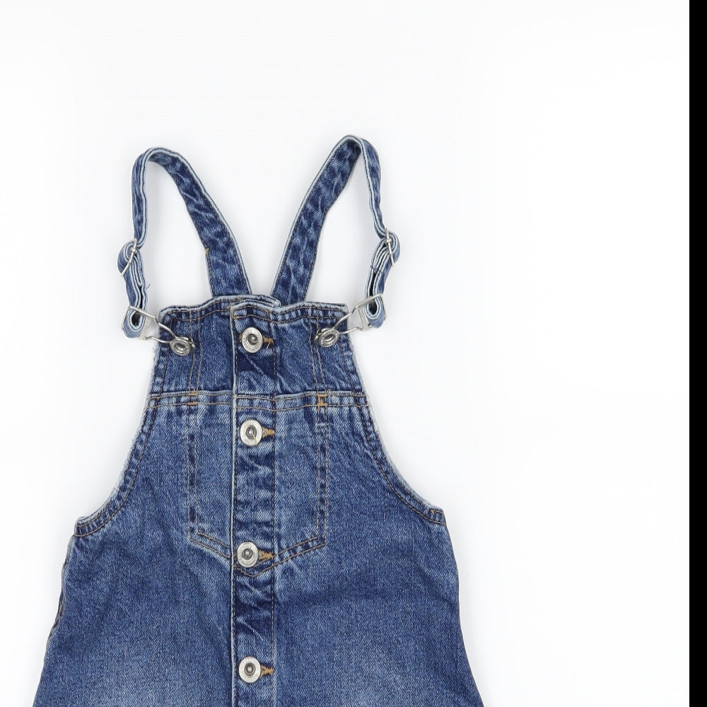 Zara Girls Blue  Denim Pinafore/Dungaree Dress  Size 6 Years