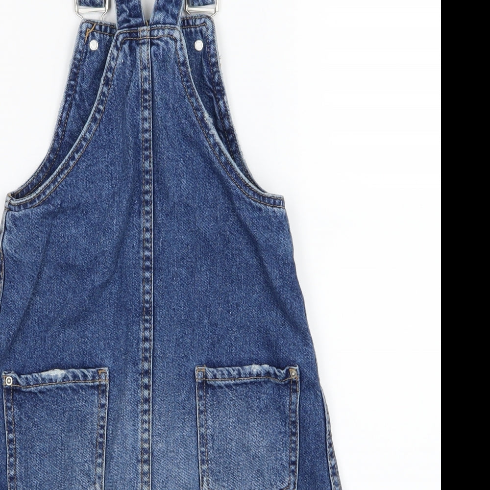 Zara Girls Blue  Denim Pinafore/Dungaree Dress  Size 6 Years