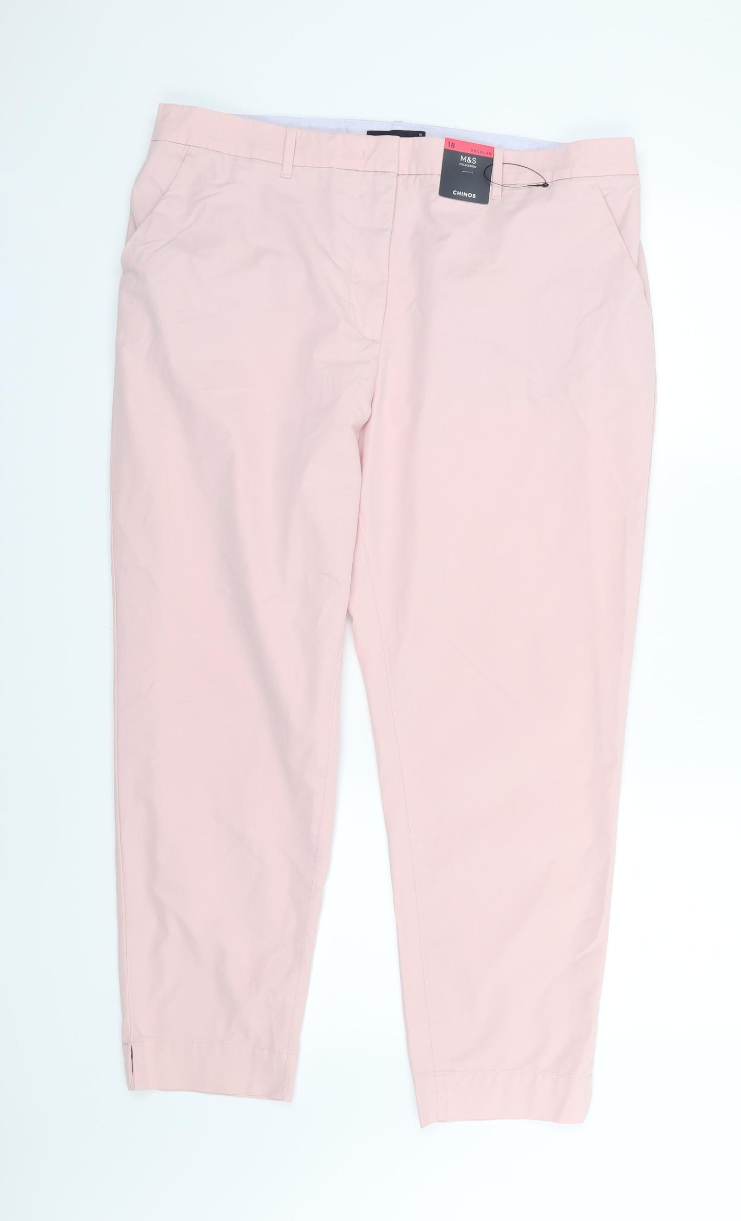 Marks and Spencer Womens Pink   Chino Trousers Size 18 L27 in