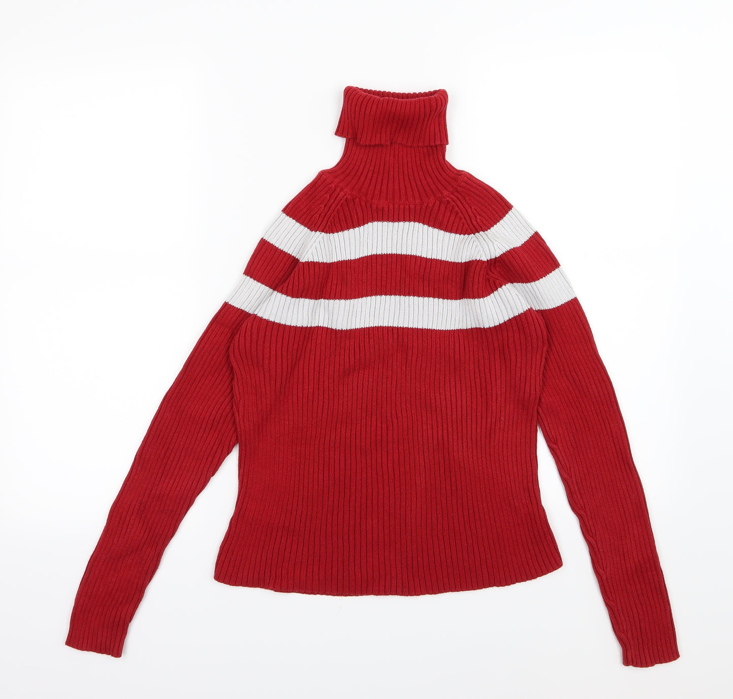 Giordano Womens Red Striped Knit Pullover Jumper Size M