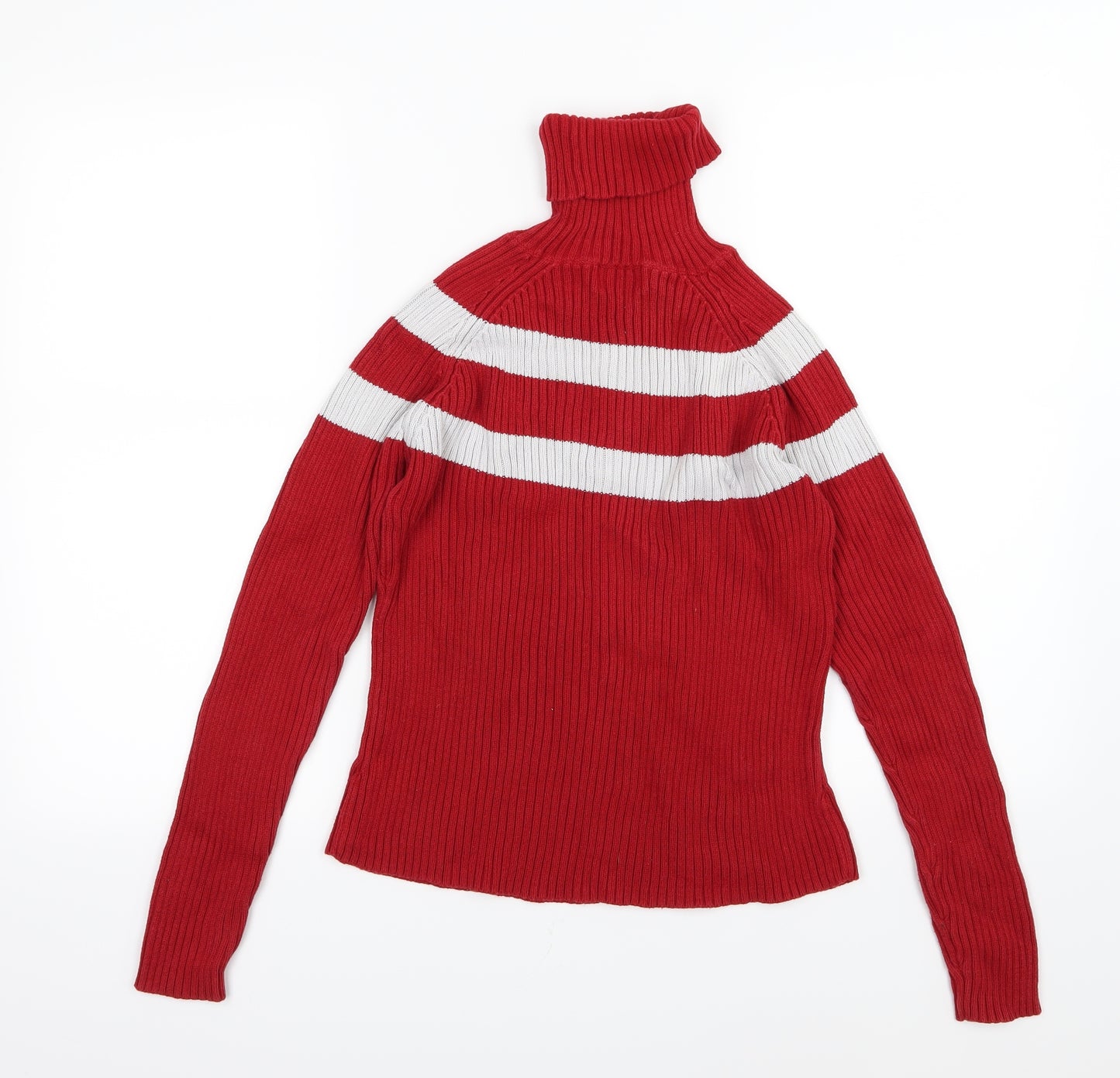 Giordano Womens Red Striped Knit Pullover Jumper Size M