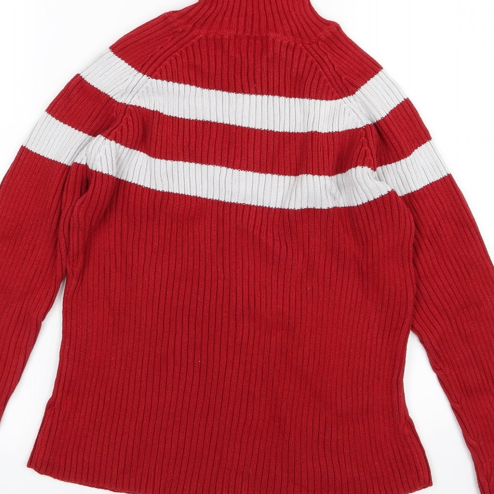 Giordano Womens Red Striped Knit Pullover Jumper Size M