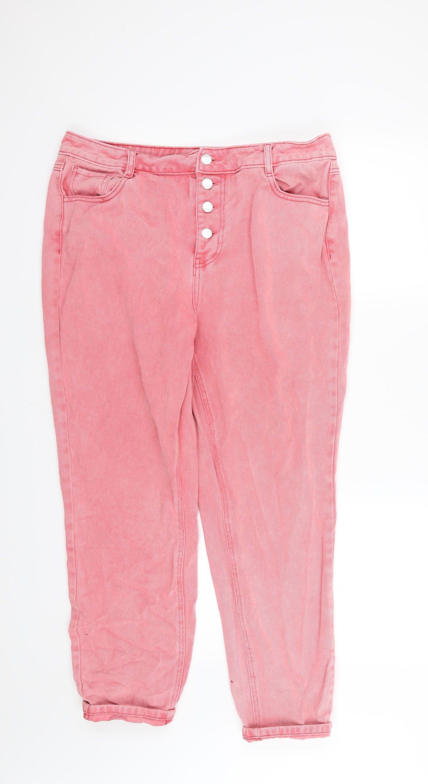 TU Womens Red  Denim Mom Jeans Size 16 L26 in