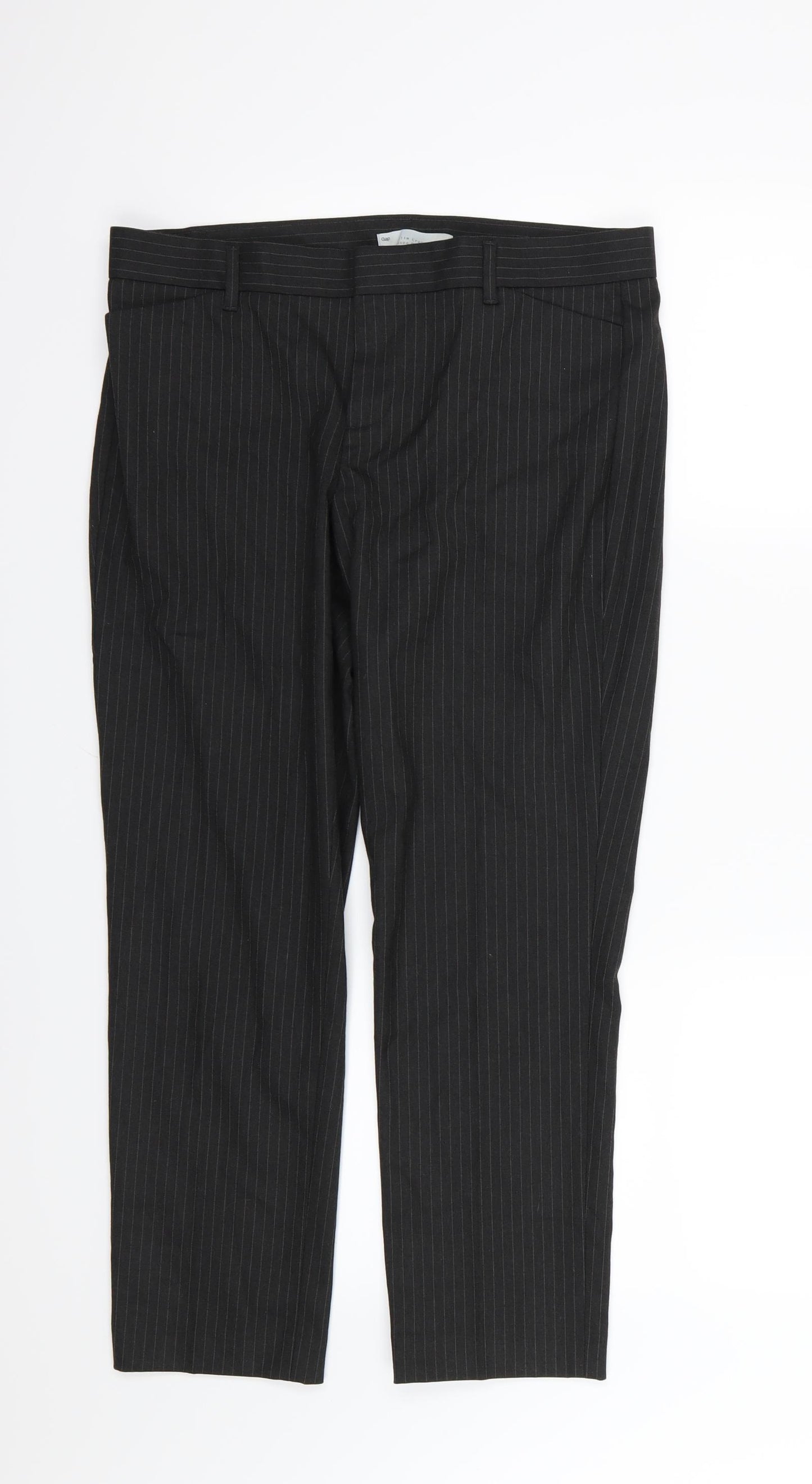 Gap Womens Black Striped Rayon Trousers  Size 8 L27 in