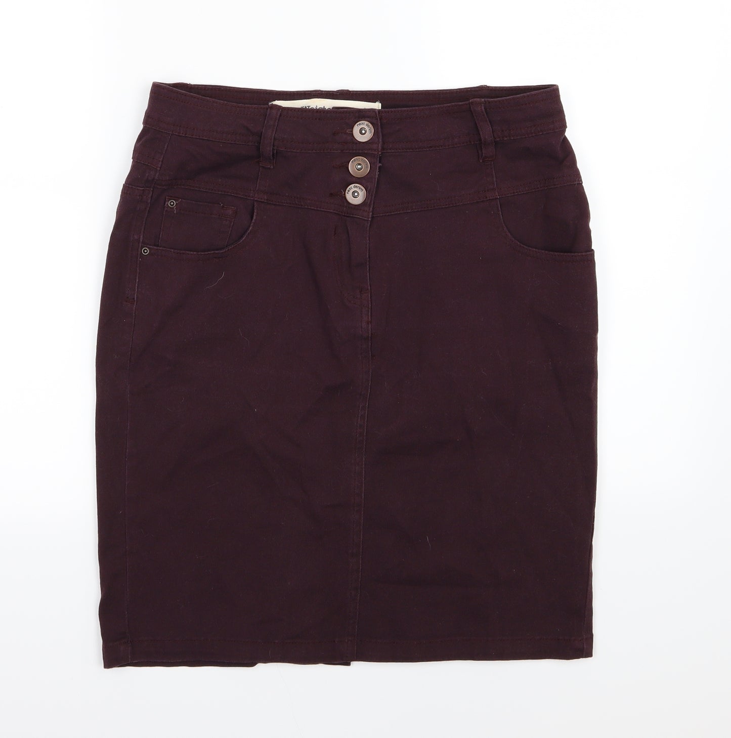 NEXT Womens Purple  Denim Straight & Pencil Skirt Size 14  - Burgundy