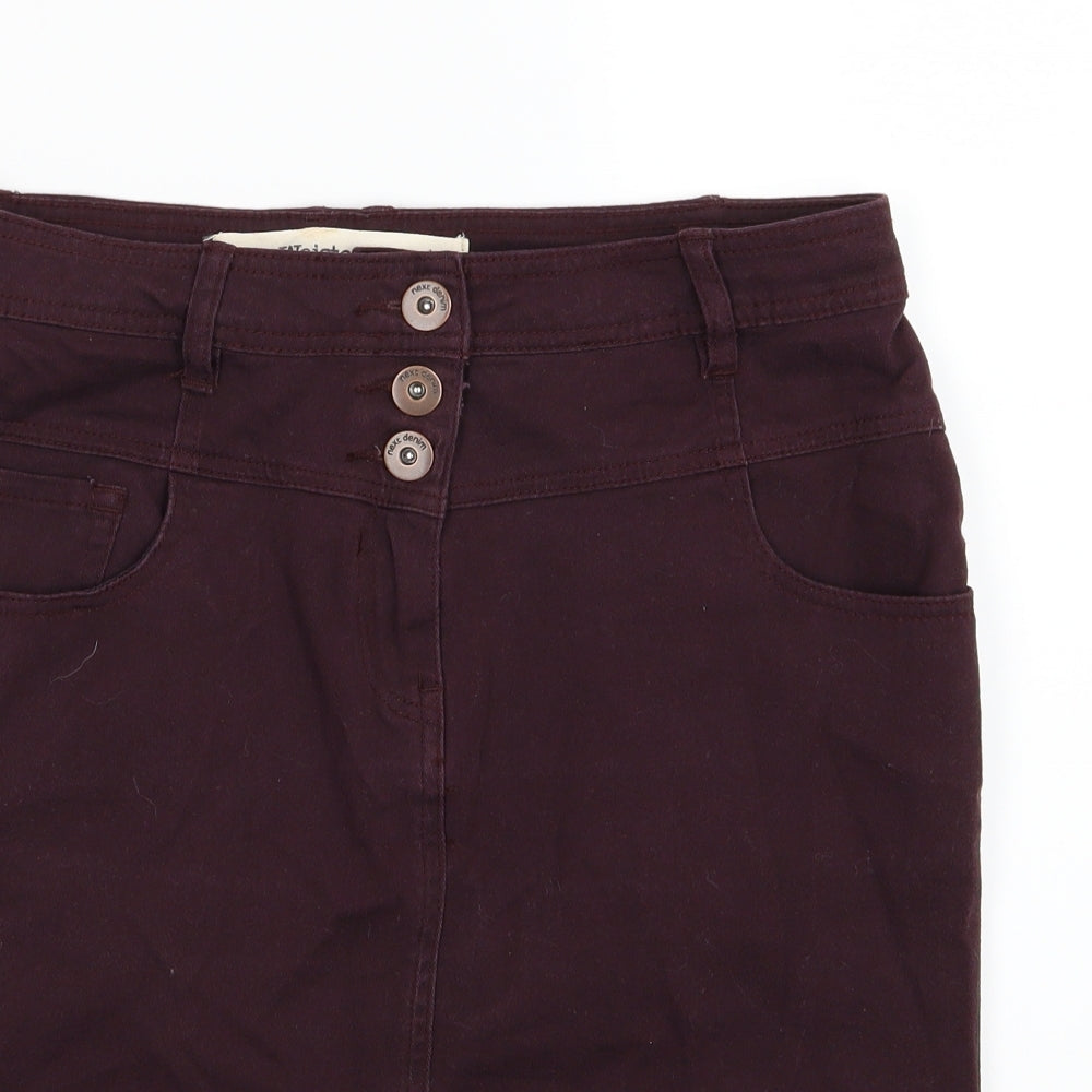 NEXT Womens Purple  Denim Straight & Pencil Skirt Size 14  - Burgundy