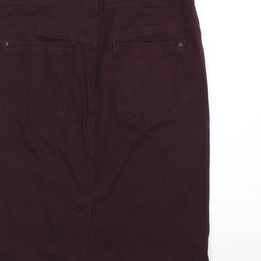 NEXT Womens Purple  Denim Straight & Pencil Skirt Size 14  - Burgundy