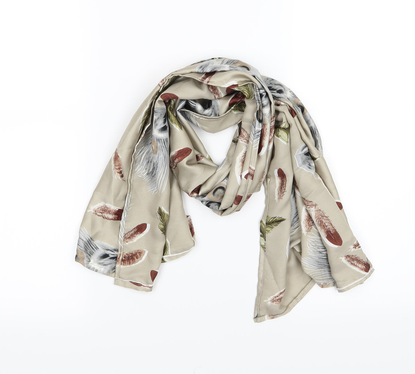 Preworn Womens Brown    Scarf   - Feather Print