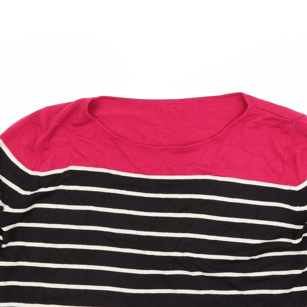 Marks and Spencer Womens Black Striped  Pullover Jumper Size 14