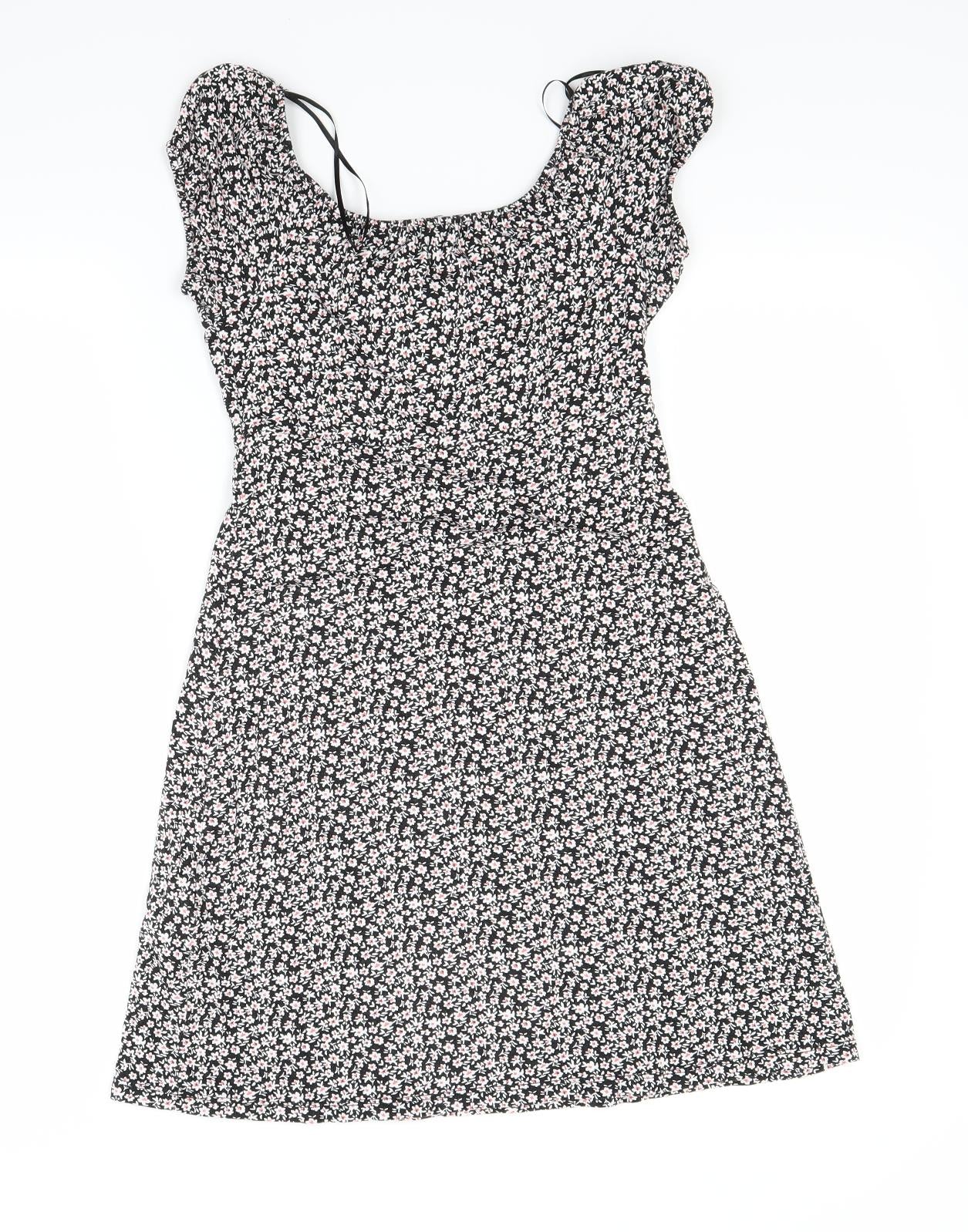 Bershka Womens Multicoloured Floral  Basic T-Shirt Size S