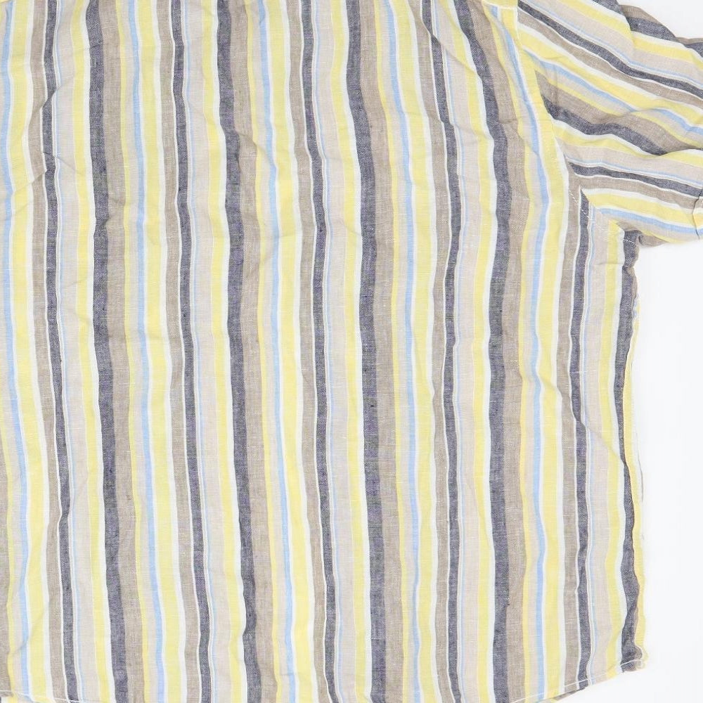 Marks and Spencer Mens Yellow Striped   Button-Up Size XL