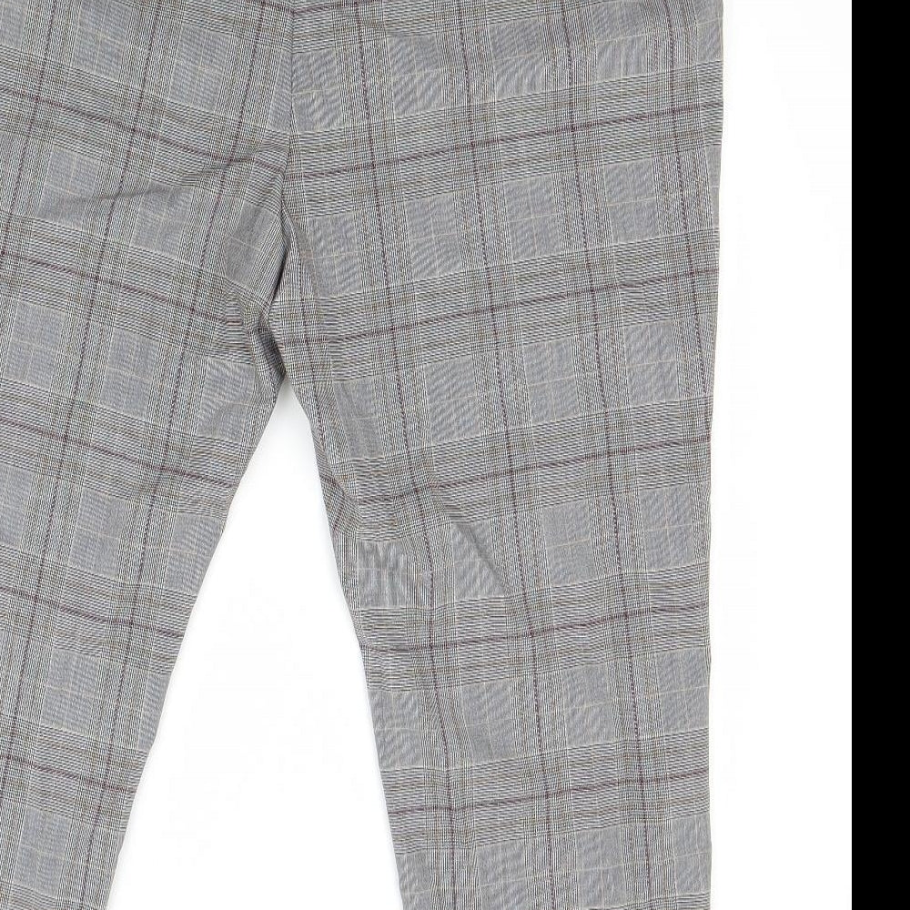 Marks and Spencer Womens Grey Check  Trousers  Size 20 L25 in