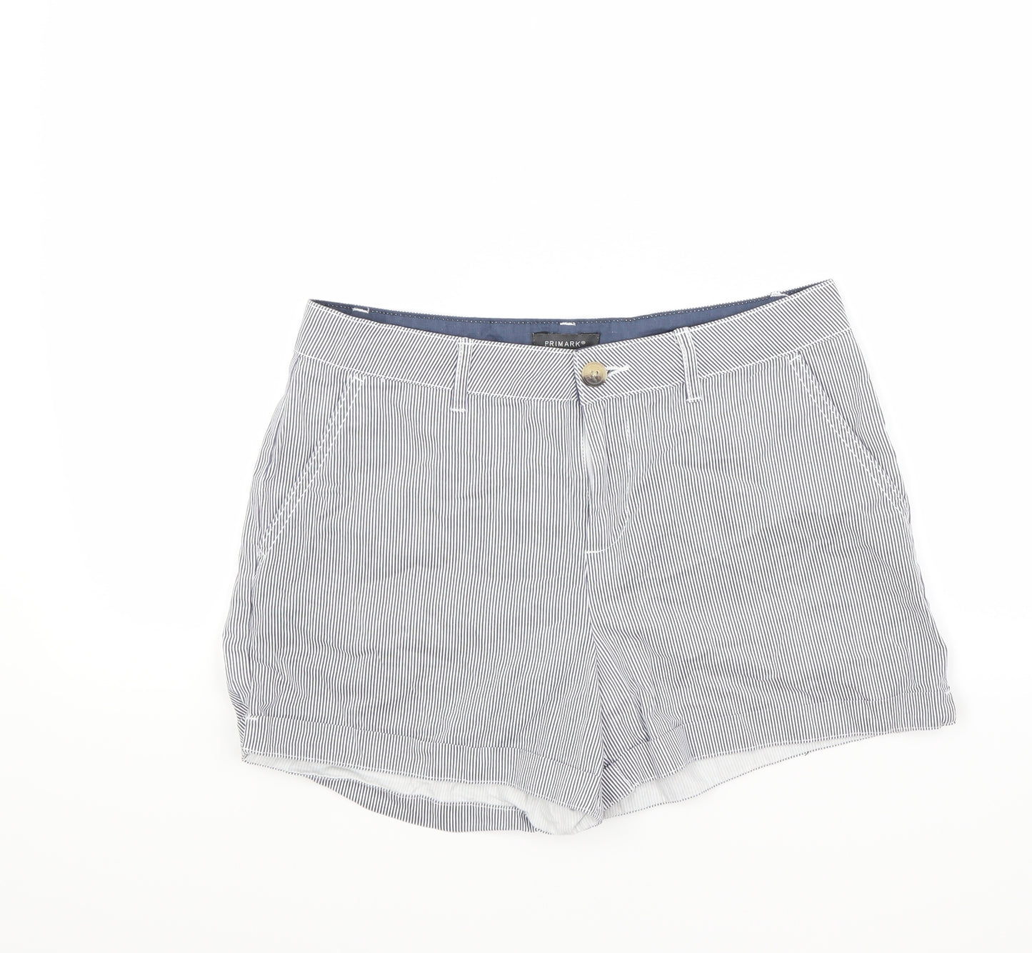 Primark Womens Blue Striped  Chino Shorts Size 10