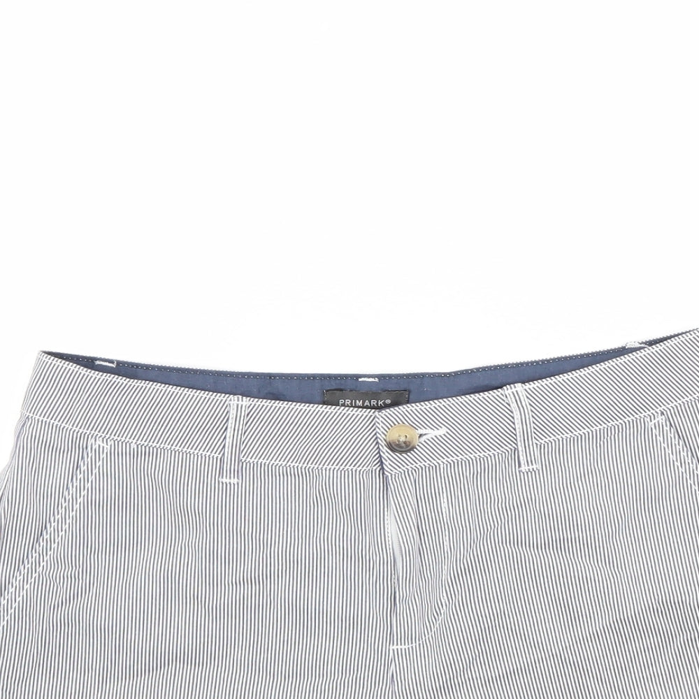Primark Womens Blue Striped  Chino Shorts Size 10