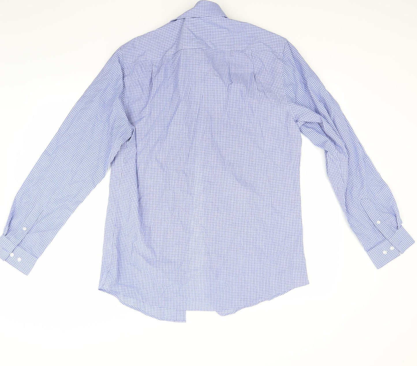George Mens Blue Check   Dress Shirt Size 15