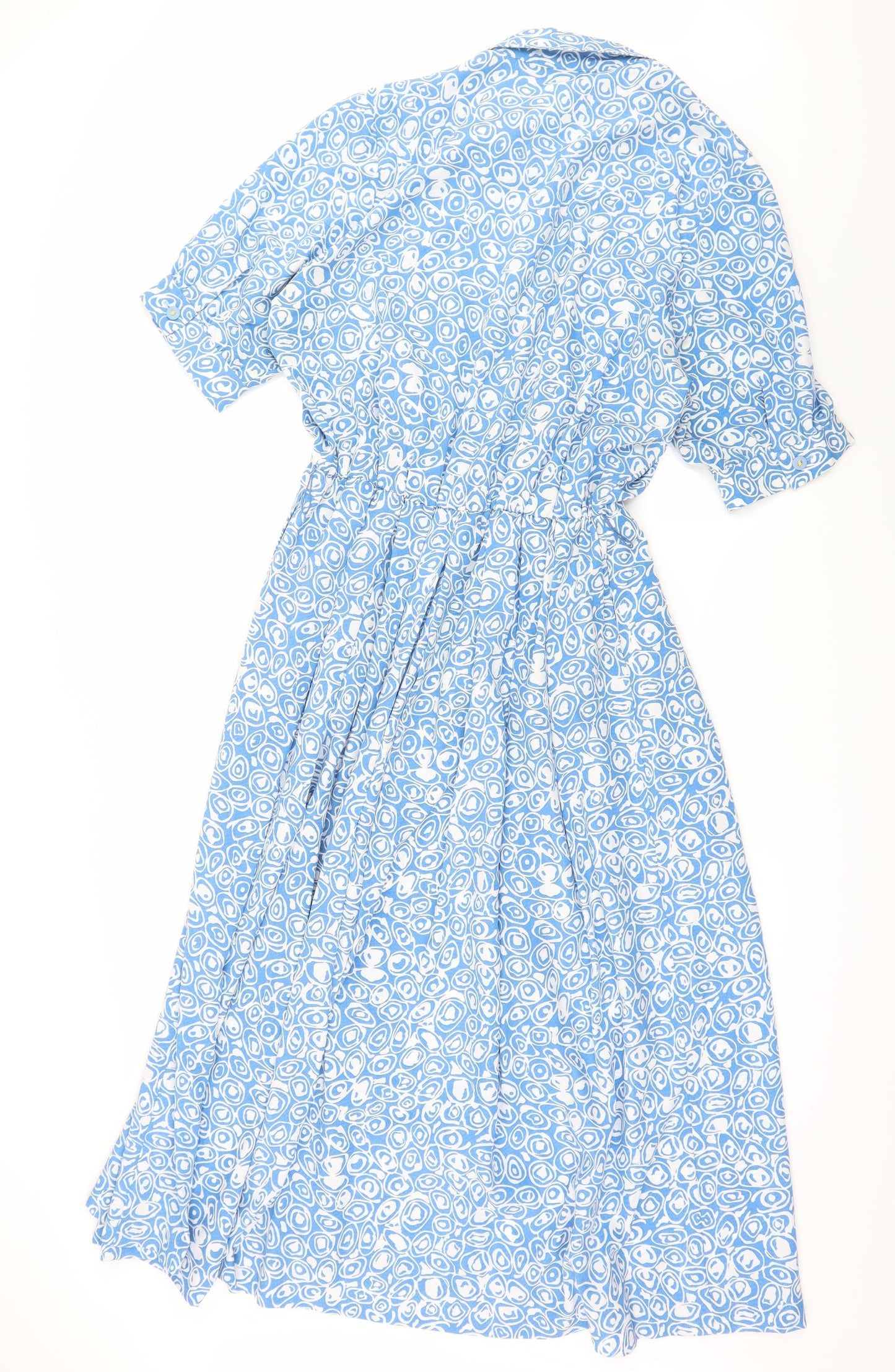 Mexican Gold Womens Blue Geometric  Shirt Dress  Size 16